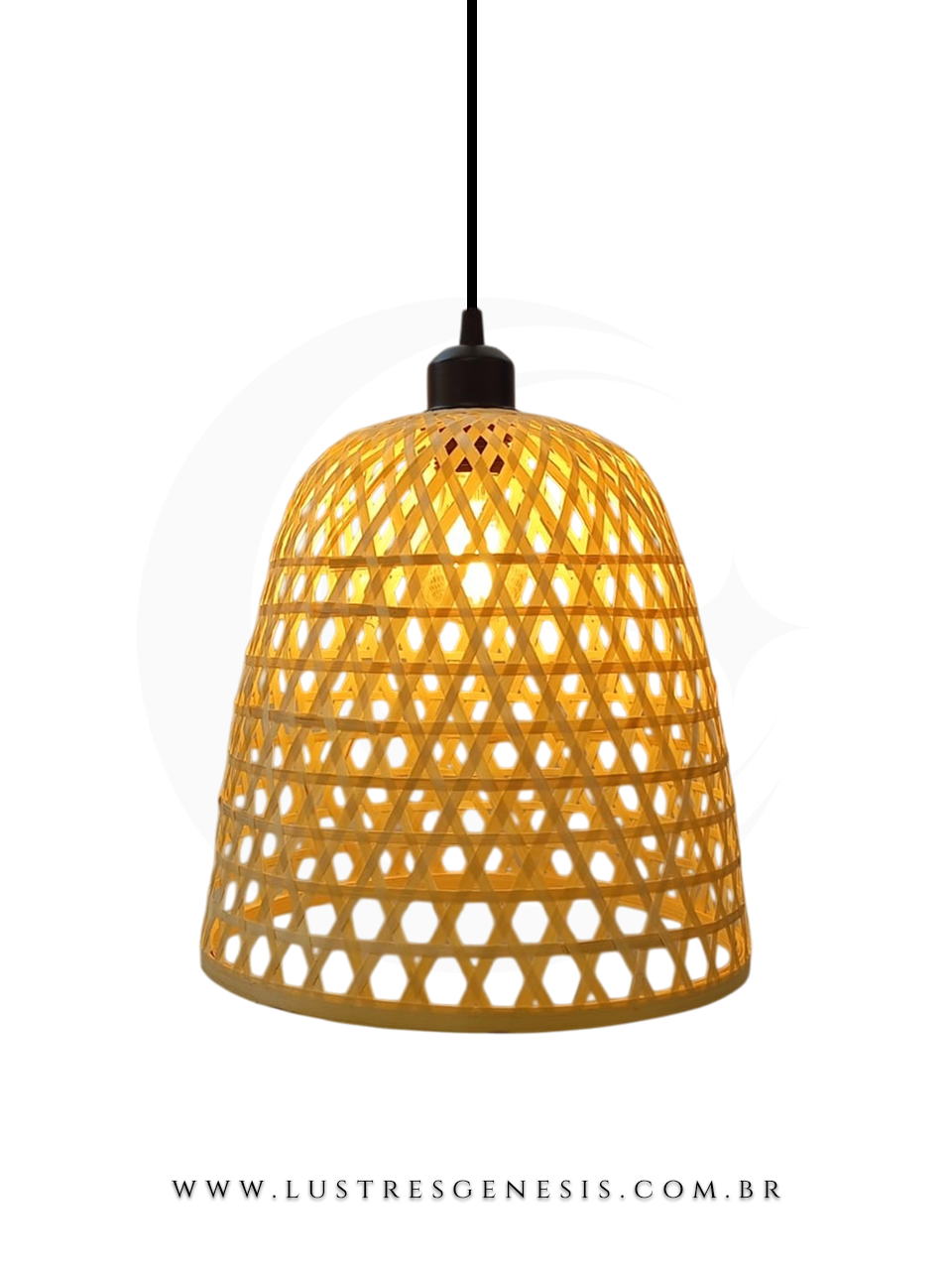 Pendente rústico de bambu trançado iluminado, ideal para mesas, balcão de cozinha, área gourmet e sítio